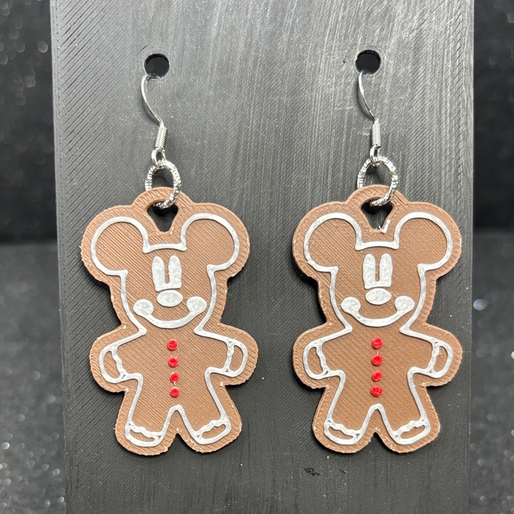Mouse Gingerbread Earrings with Silver Accents